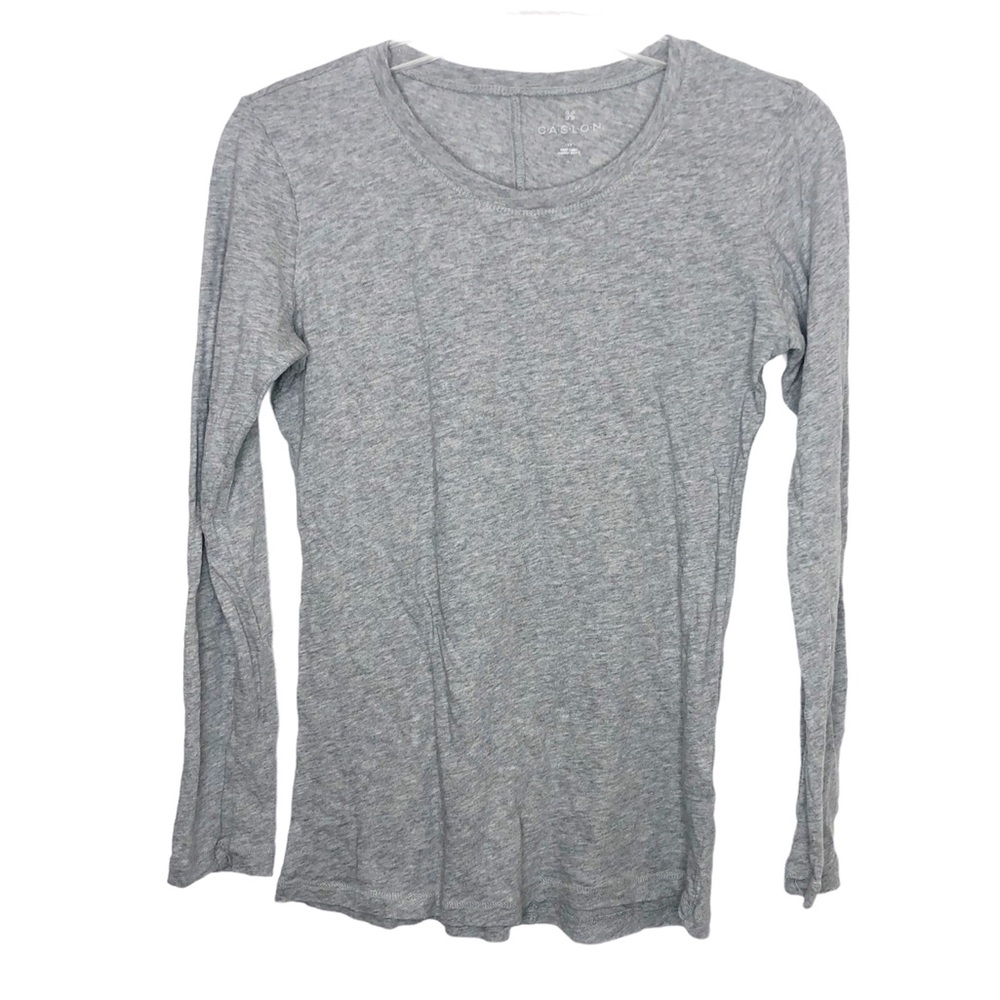 Caslon Long Sleeve Crew Neck T-Shirt Gray Size XS Cotton Pullover
